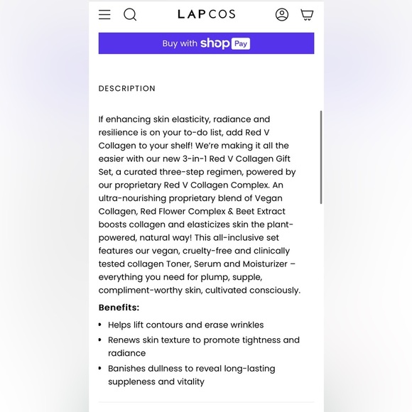 LAPCOS | Red Vegan Collagen 3-Step Set NEW IN BOX - Picture 3 of 12